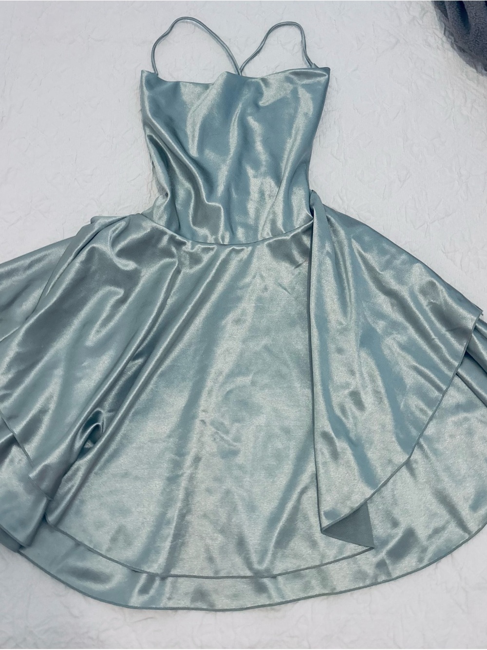 Satin Spaghetti-Strap Party Dress in Ice green - Picture 2 of 4